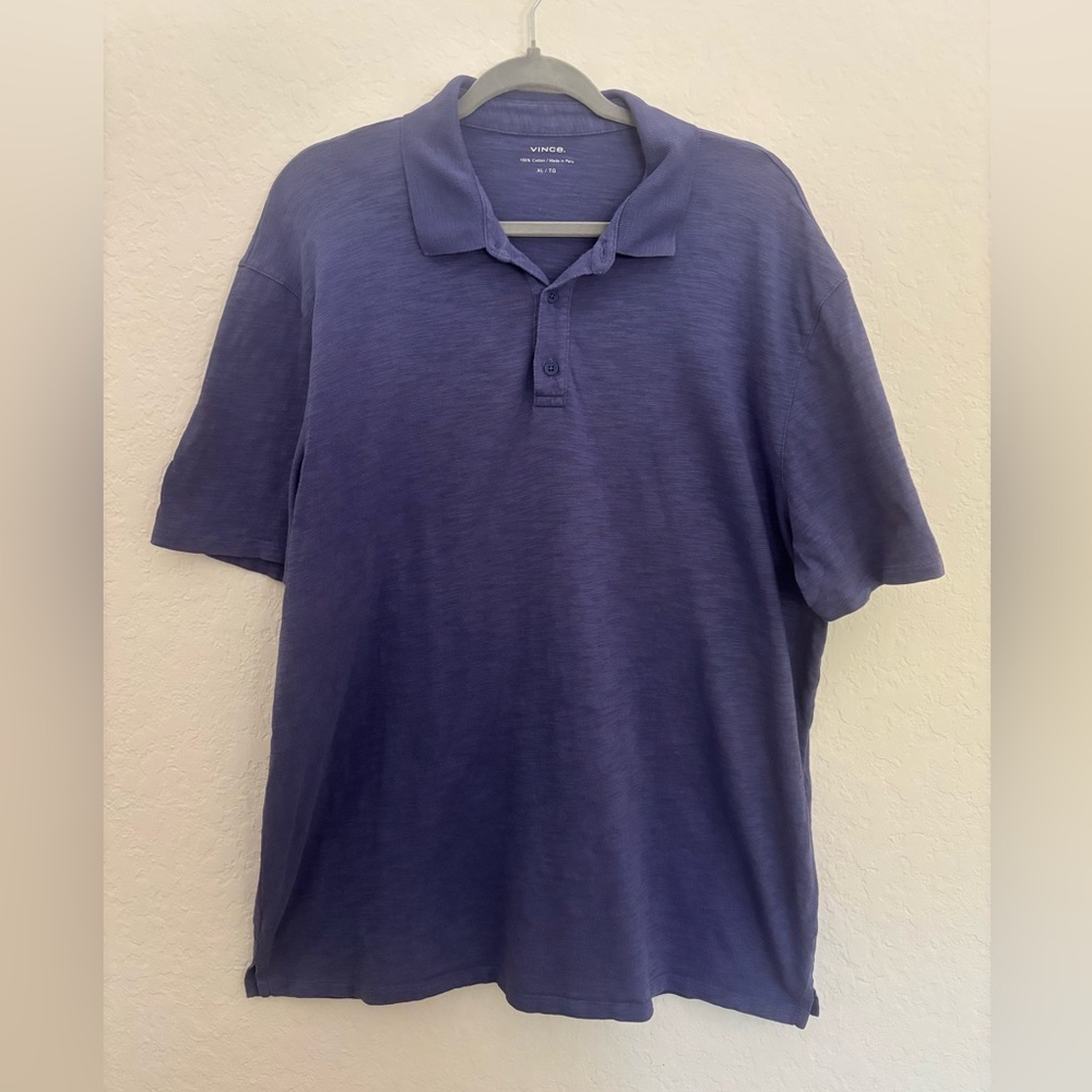 VINCE Men’s Polo Shirt – Size XL – 100% Cotton – Purple